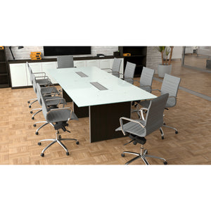 Potenza Executive Deluxe 10' Glass Top Conference Table, FREE SHIPPING