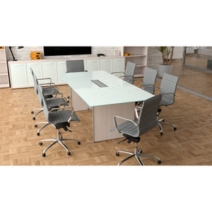 Potenza Executive Deluxe 8' Glass Top Conference Table, FREE SHIPPING