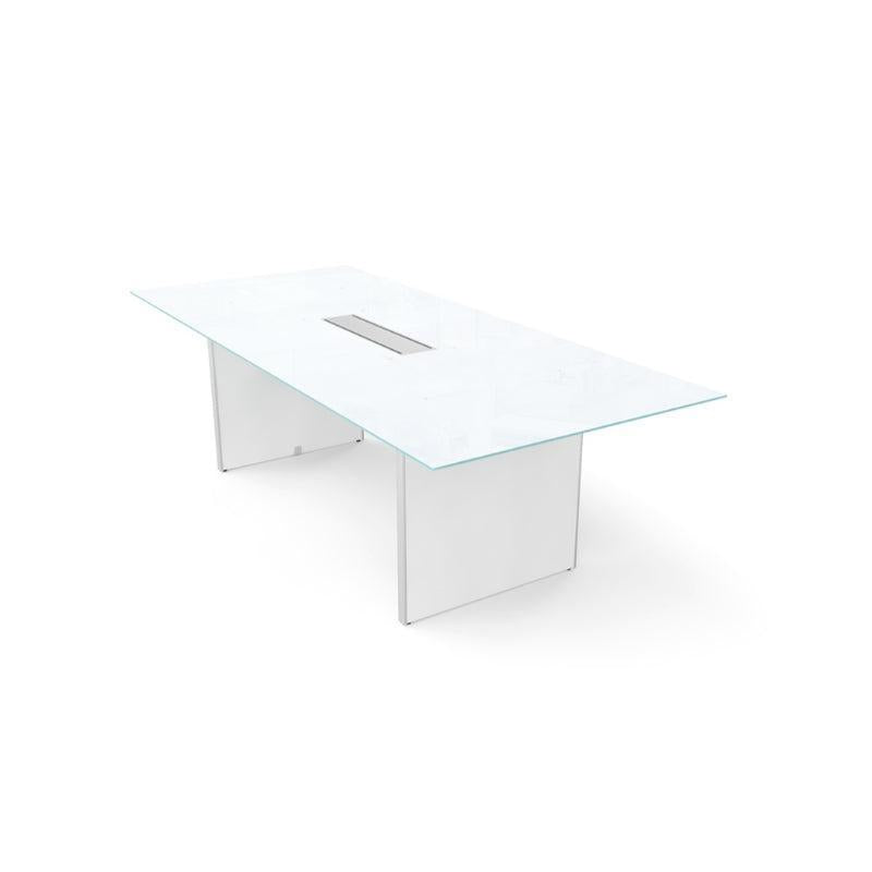 Potenza Executive Deluxe 8' Glass Top Conference Table, FREE SHIPPING