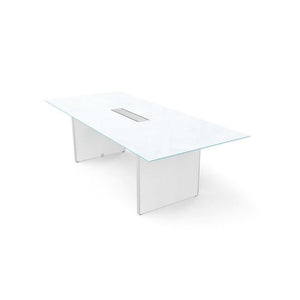 Potenza Executive Deluxe 8' Glass Top Conference Table, FREE SHIPPING