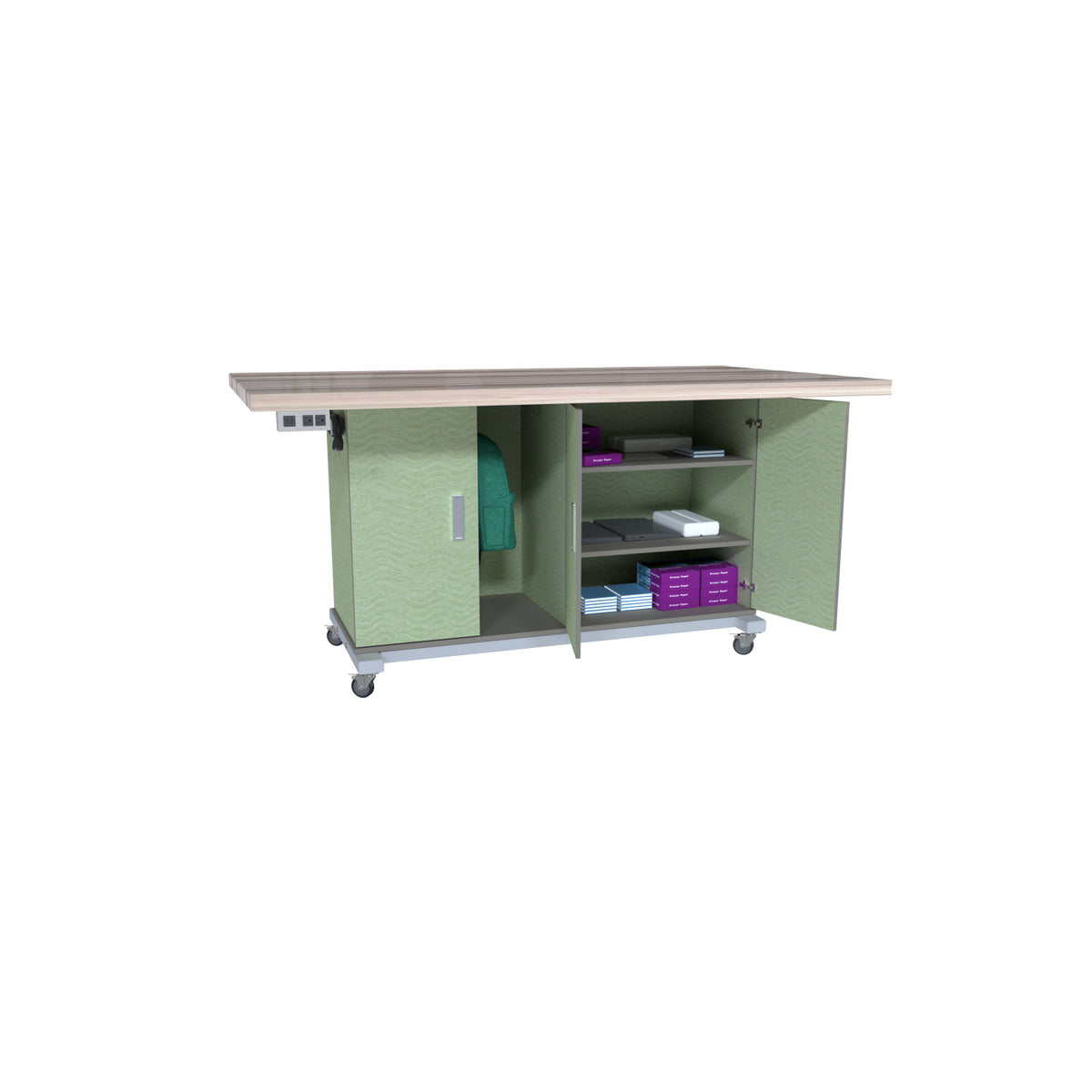 CEF Chameleon Classroom System Maker Table with 6 Stools, 40" W x 70" L x 34" H