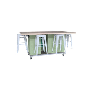 CEF Chameleon Classroom System Maker Table with 6 Stools, 40" W x 70" L x 34" H