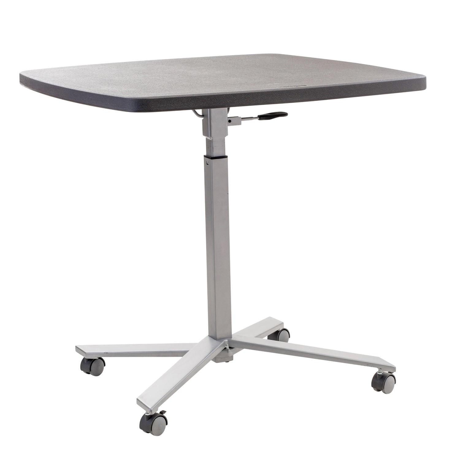 Cafe Time Adjustable-Height Table, Charcoal Slate Top & Silver Frame