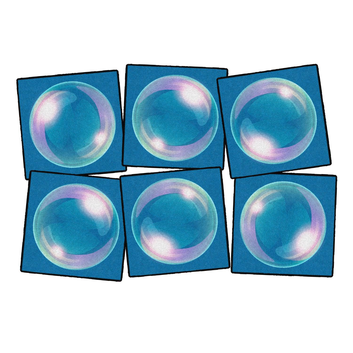 Stay In Your Bubble Carpet Squares, 15" x 15" (Set Of 6)