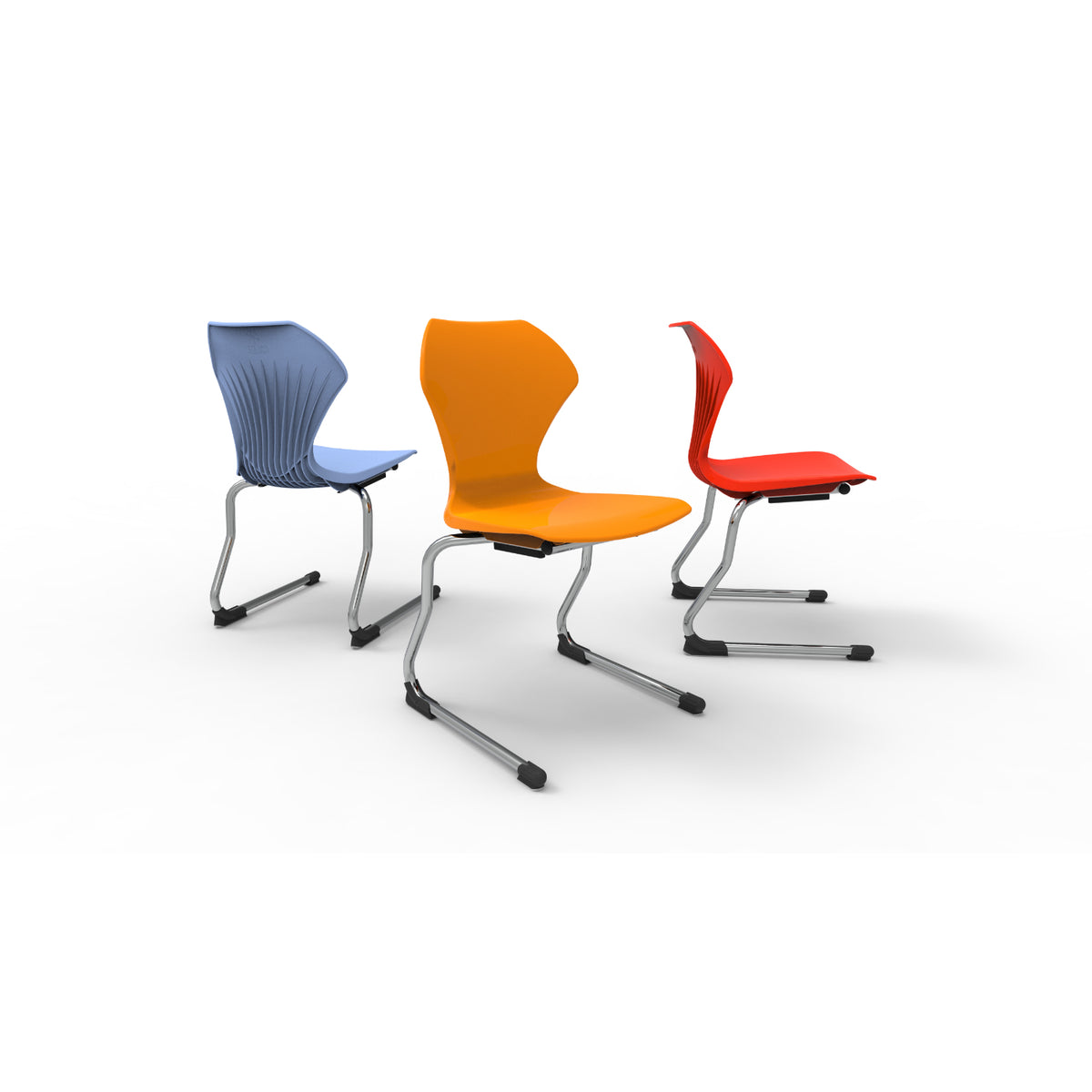 Apex Cantilever Stacking Chair, Chrome Frame, 18" Seat Height