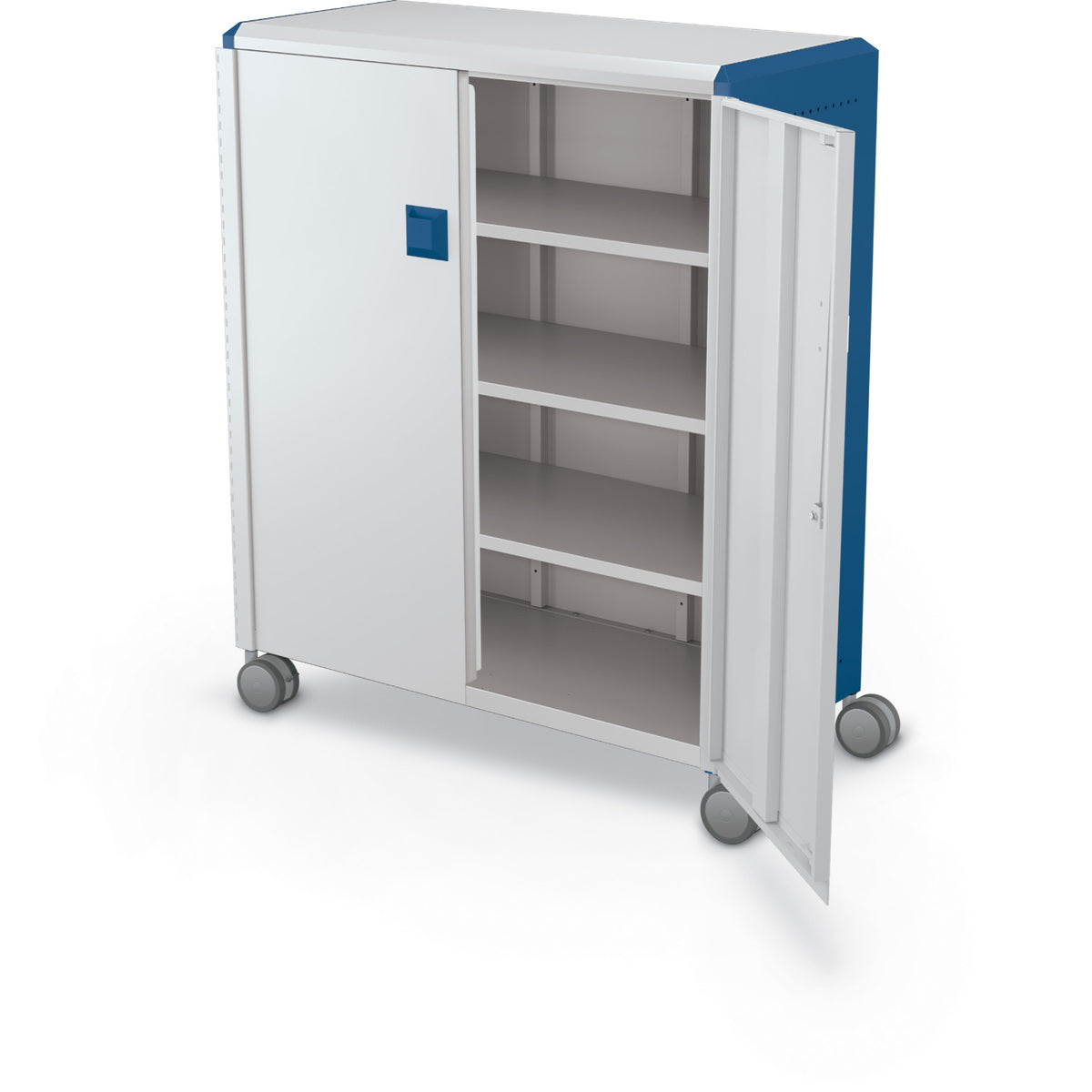 Compass Maxi H3 Mobile Makerspace Shelf Cabinet with Doors, 3 Shelves
