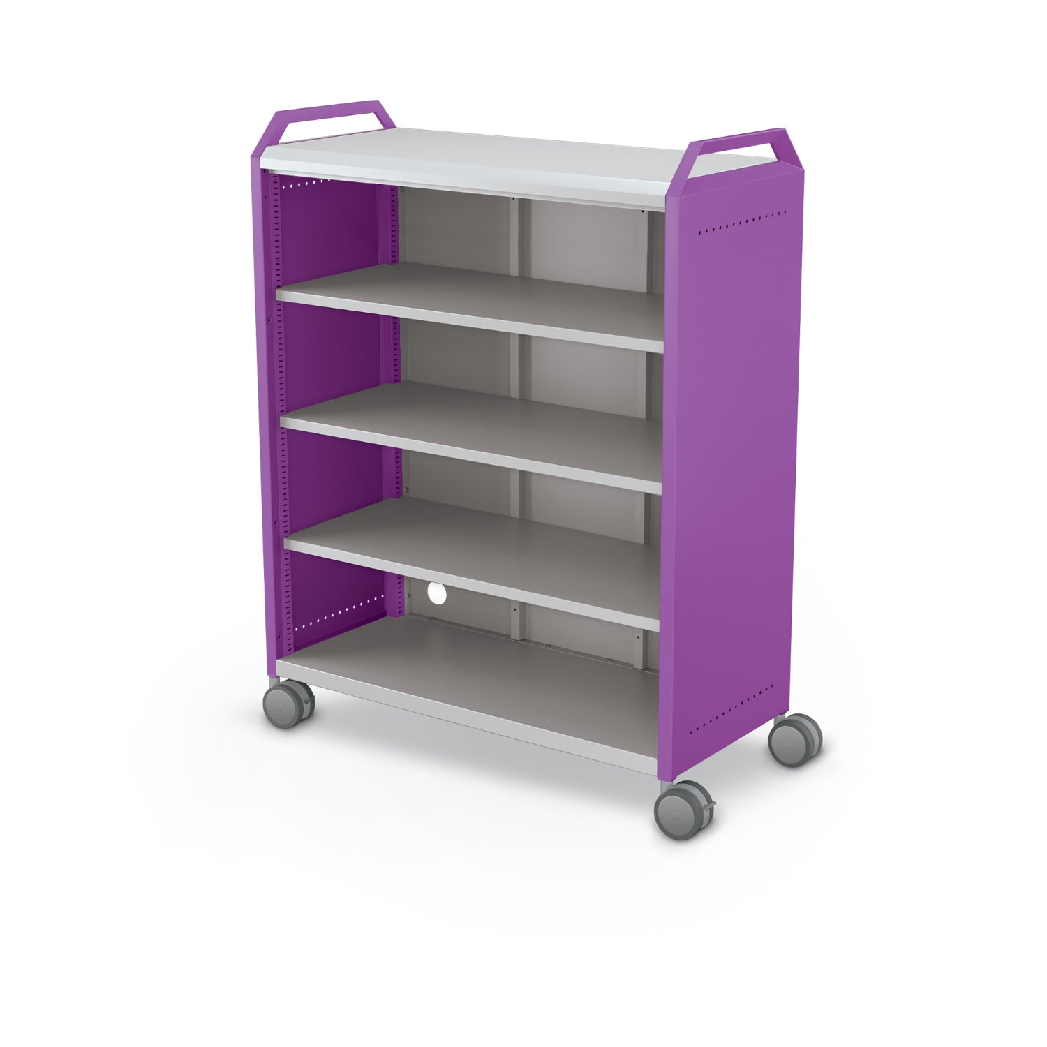 Compass Maxi H3 Mobile Makerspace Open Shelf Cabinet with Handles, 3 Shelves