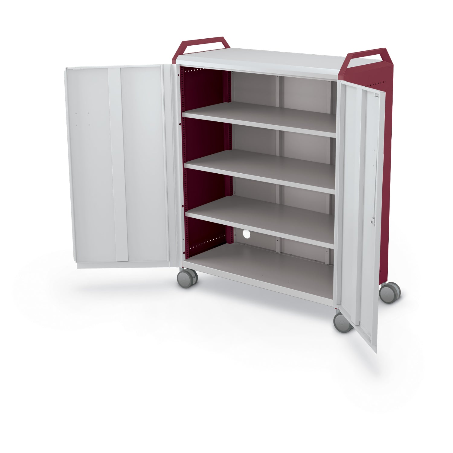 Compass Maxi H3 Mobile Makerspace Shelf Cabinet with Doors and Handles, 3 Shelves