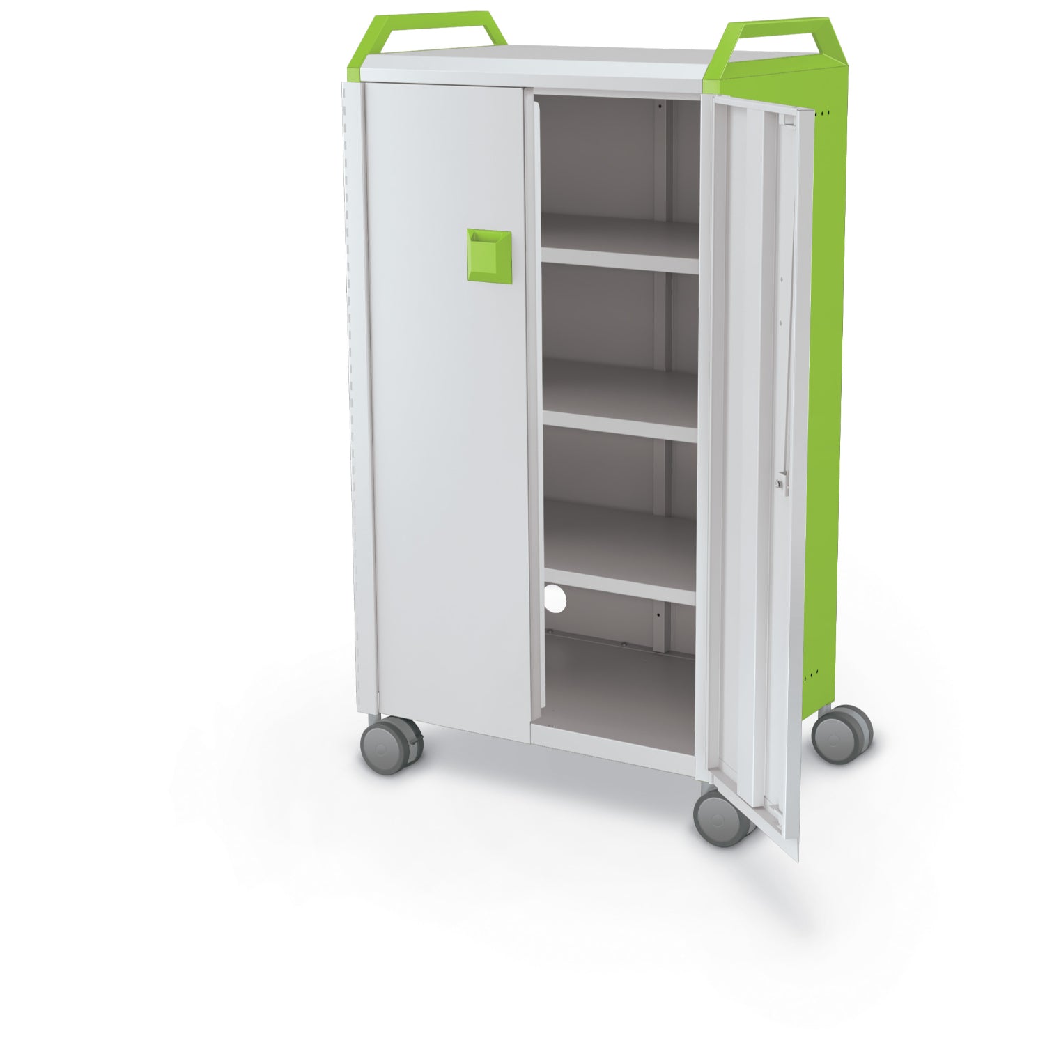 Compass Midi H3 Mobile Makerspace Shelf Cabinet with Doors and Handles, 3 Shelves