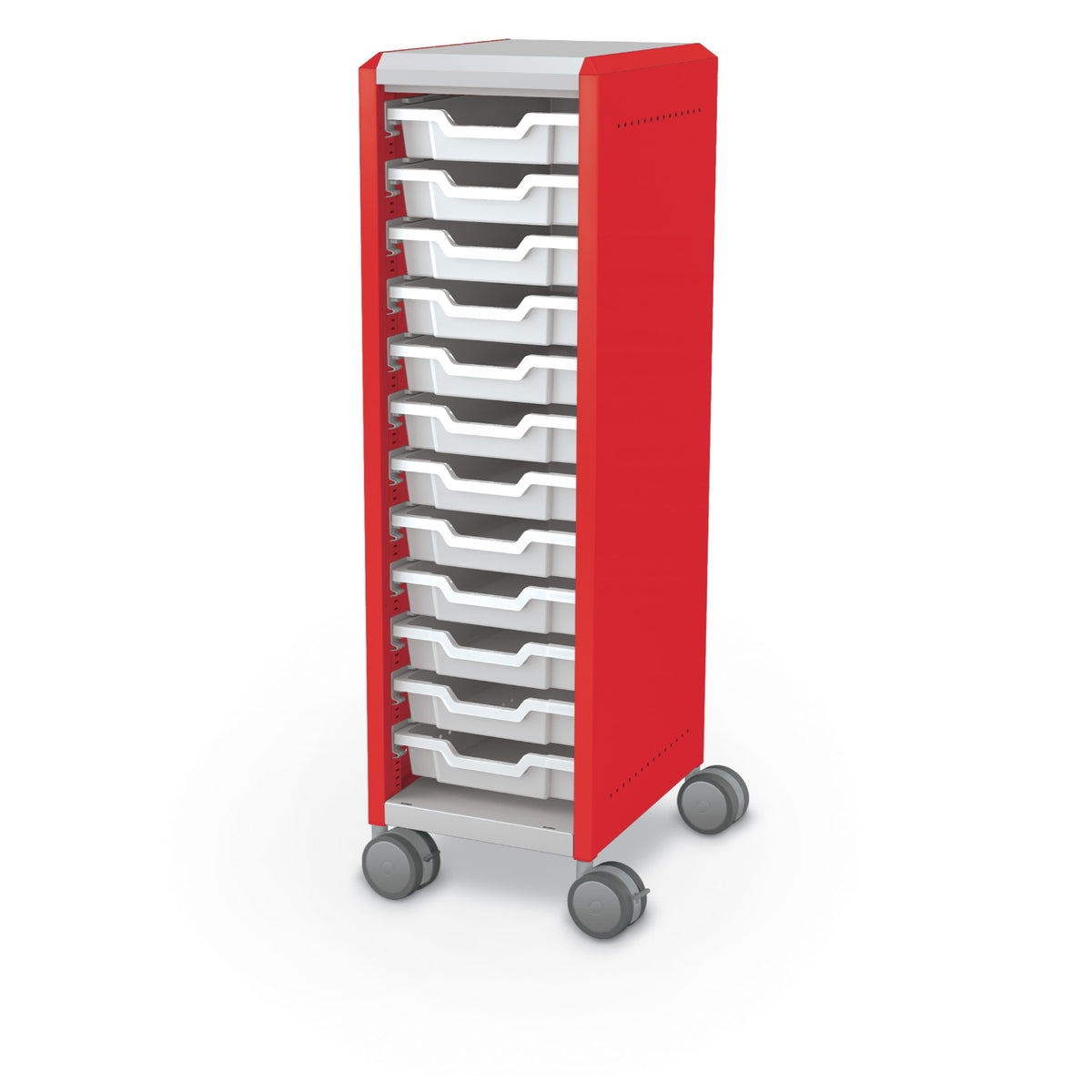 Compass Mini H3 Mobile Makerspace Open Tray Cabinet, (12) 3" Trays