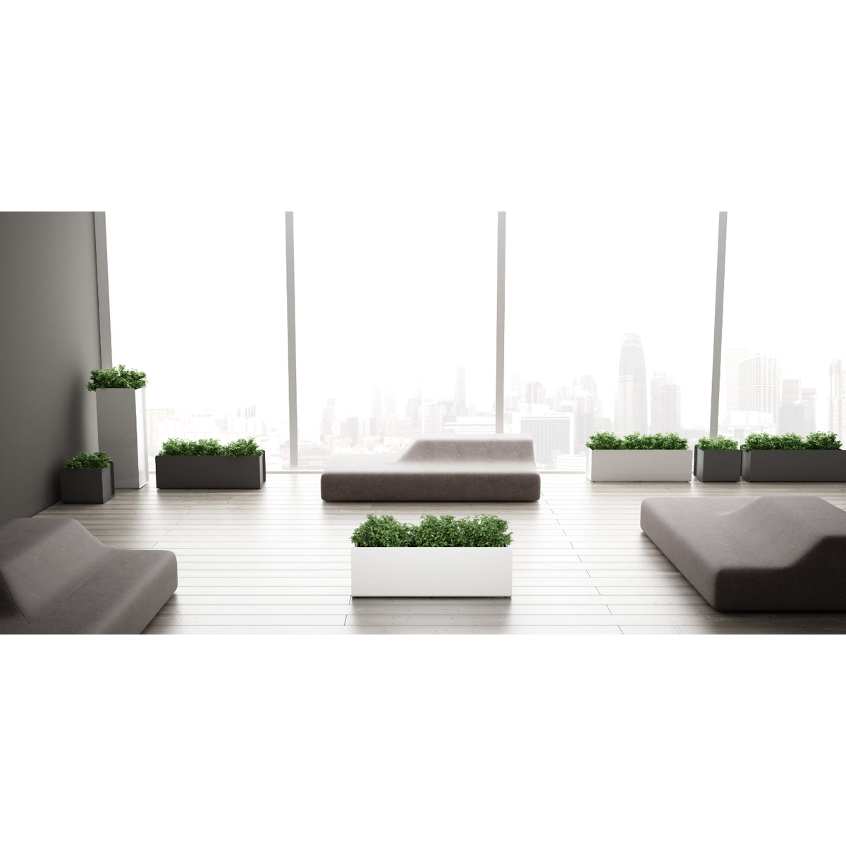 Crepe Indoor/Outdoor Aluminum Rectangular Planter, 48-3/4" W x 15-3/4" D x 16-1/8" H