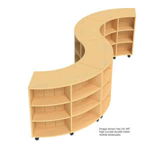 Double-Sided Curved Mobile Bookcase with 12 Shelves, 48" High