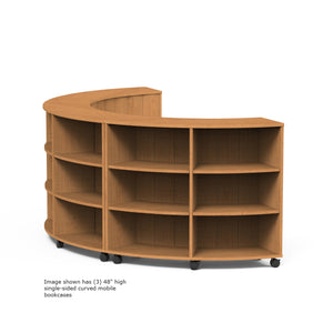 Marco Single-Sided Curved Mobile Bookcase with 6 Shelves, 48" High