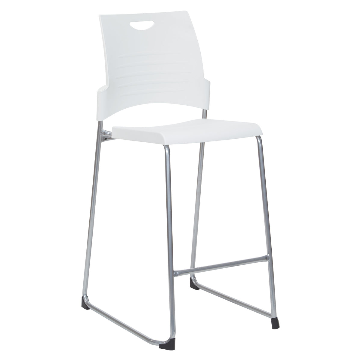 Tall Stacking and Ganging Chair with Plastic Seat and Back and Silver EPD Finish Frame, 25-Pack with Dolly