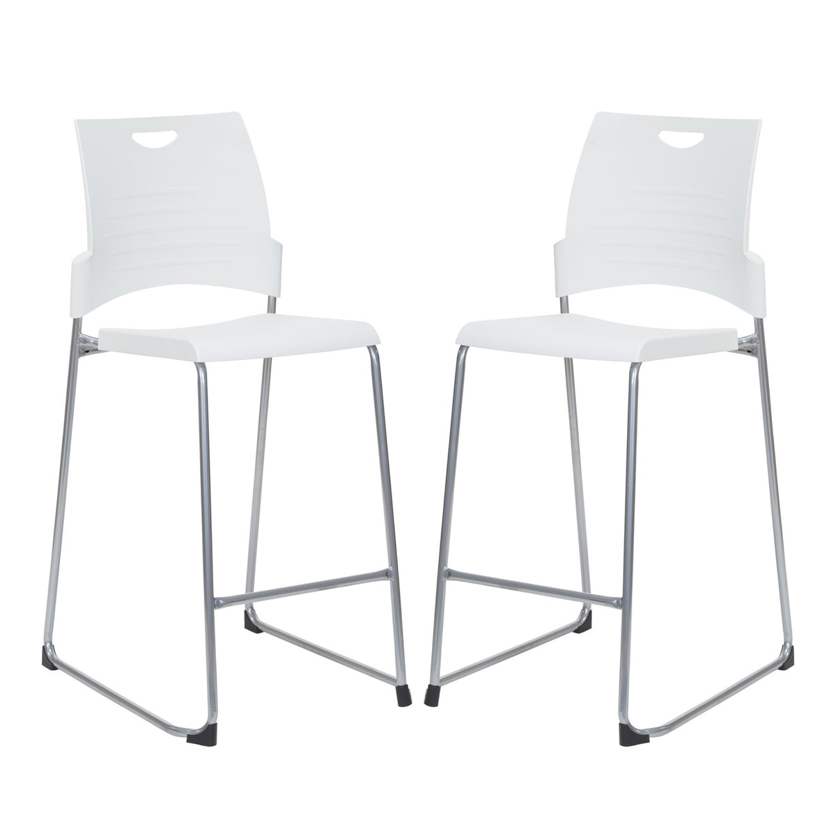 Tall Stacking and Ganging Chair with Plastic Seat and Back and Silver EPD Finish Frame, 2-Pack