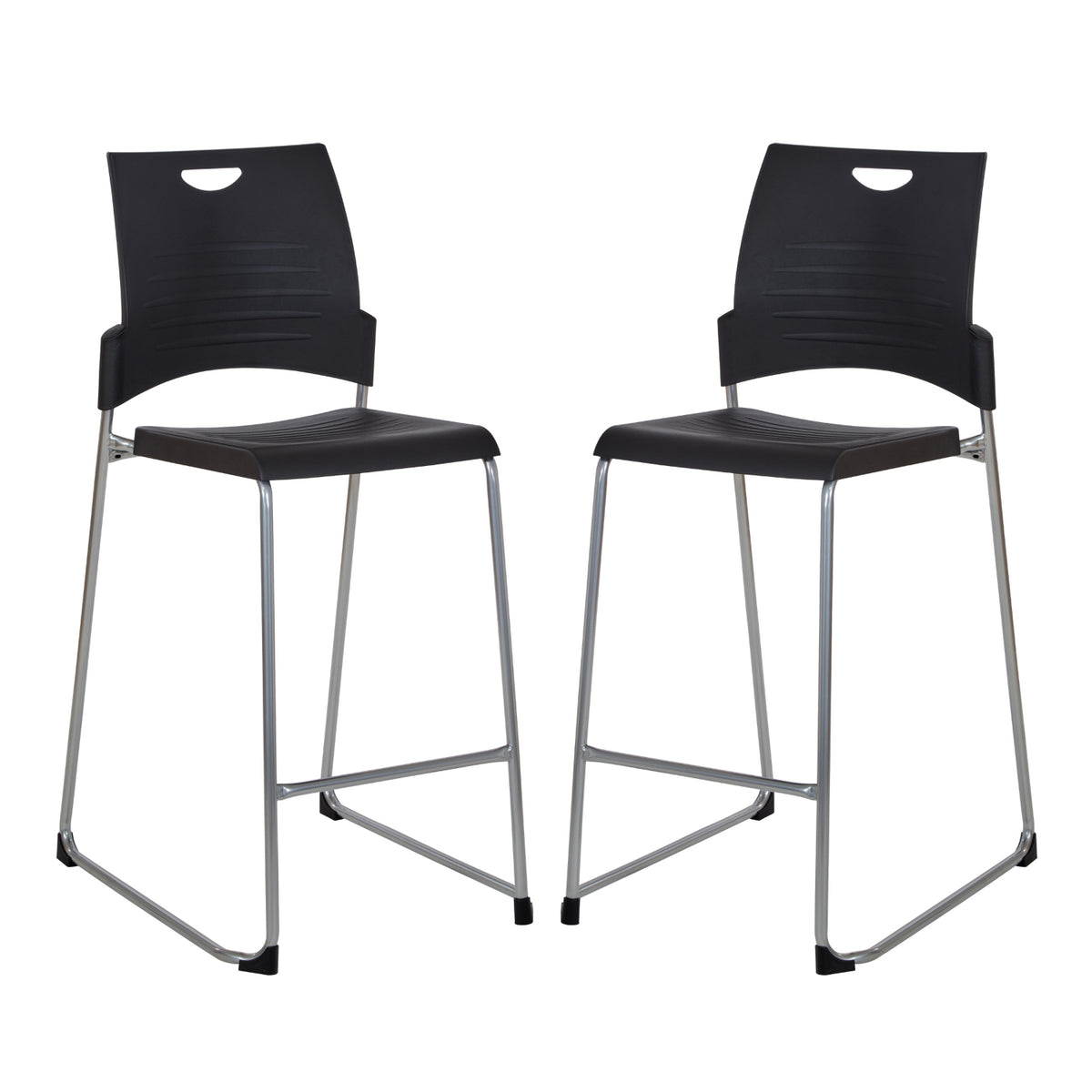 Tall Stacking and Ganging Chair with Plastic Seat and Back and Silver EPD Finish Frame, 2-Pack