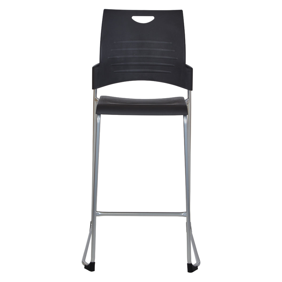 Tall Stacking and Ganging Chair with Plastic Seat and Back and Silver EPD Finish Frame, 4-Pack