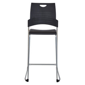 Tall Stacking and Ganging Chair with Plastic Seat and Back and Silver EPD Finish Frame, 4-Pack