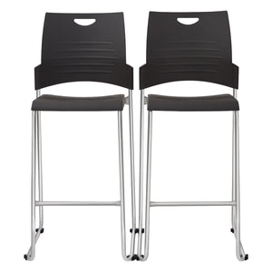 Tall Stacking and Ganging Chair with Plastic Seat and Back and Silver EPD Finish Frame, 4-Pack
