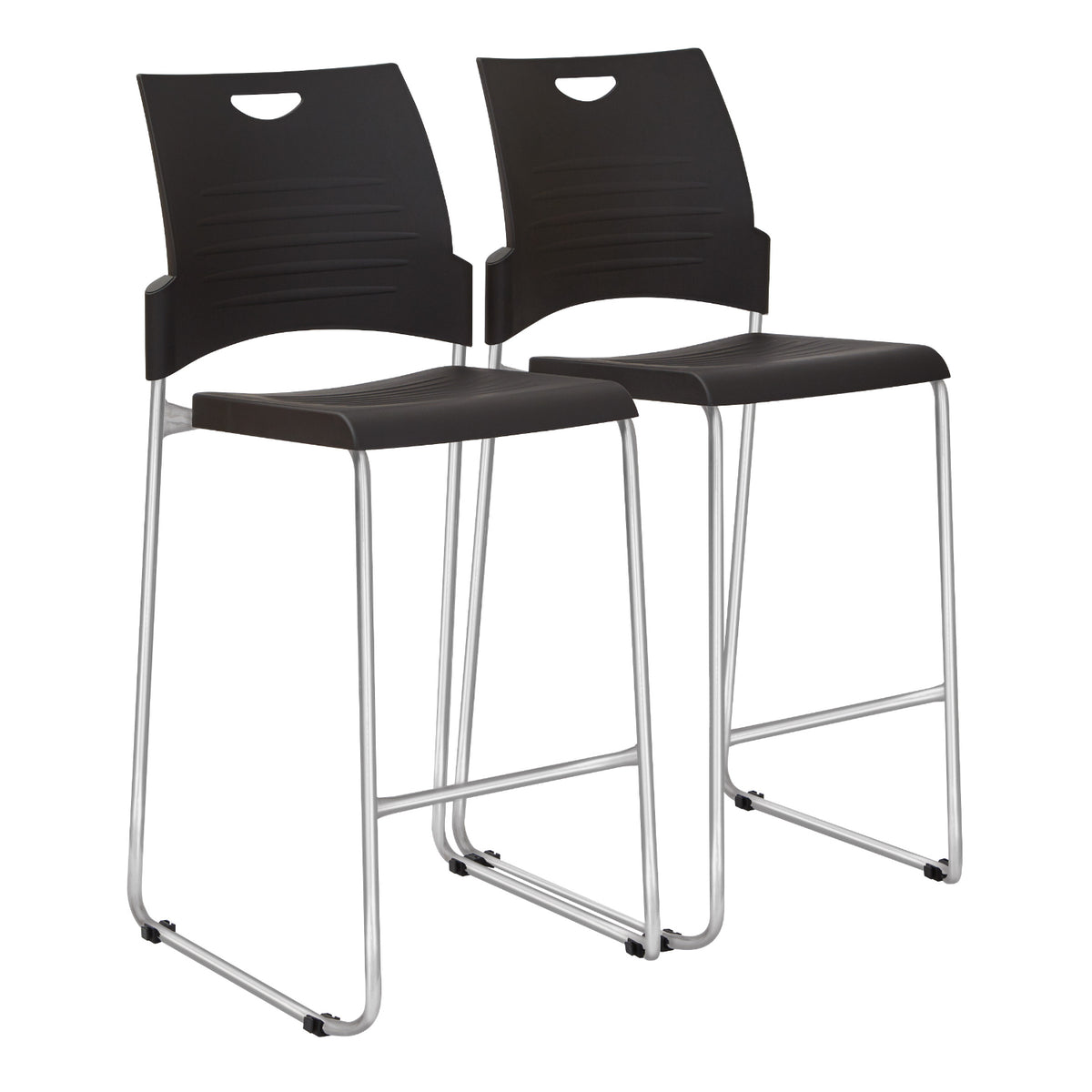 Tall Stacking and Ganging Chair with Plastic Seat and Back and Silver EPD Finish Frame, 25-Pack with Dolly