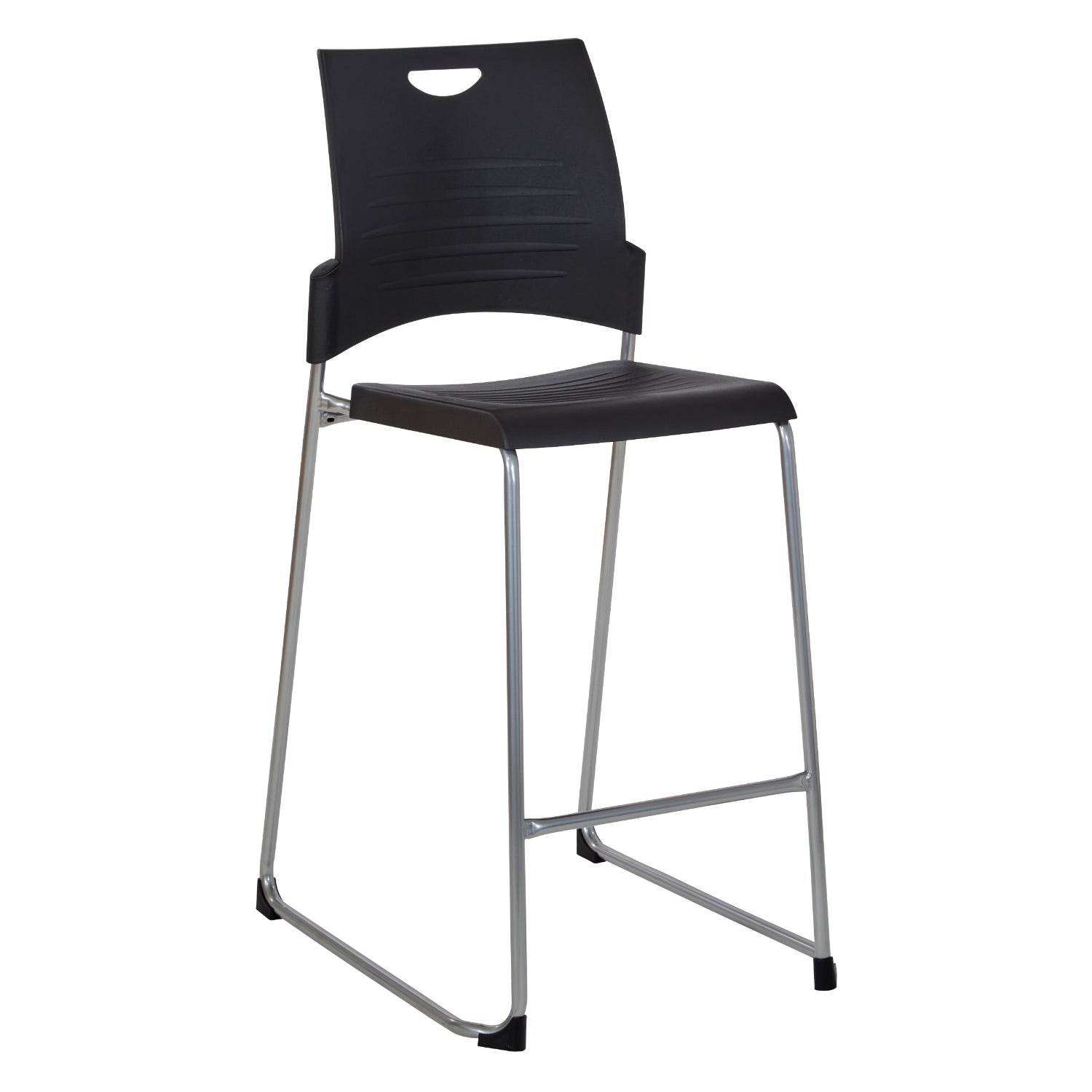 Tall Stacking and Ganging Chair with Plastic Seat and Back and Silver EPD Finish Frame, 25-Pack with Dolly