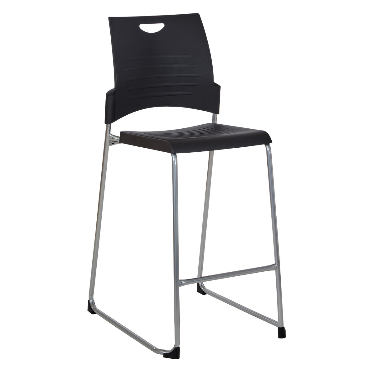 Tall Stacking and Ganging Chair with Plastic Seat and Back and Silver EPD Finish Frame, 4-Pack