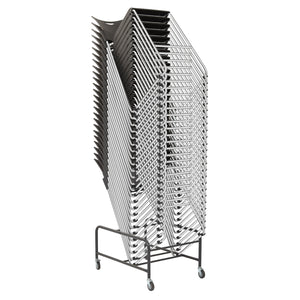 Tall Stacking and Ganging Chair with Plastic Seat and Back and Silver EPD Finish Frame, 25-Pack with Dolly
