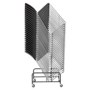 Tall Stacking and Ganging Chair with Plastic Seat and Back and Silver EPD Finish Frame, 25-Pack with Dolly