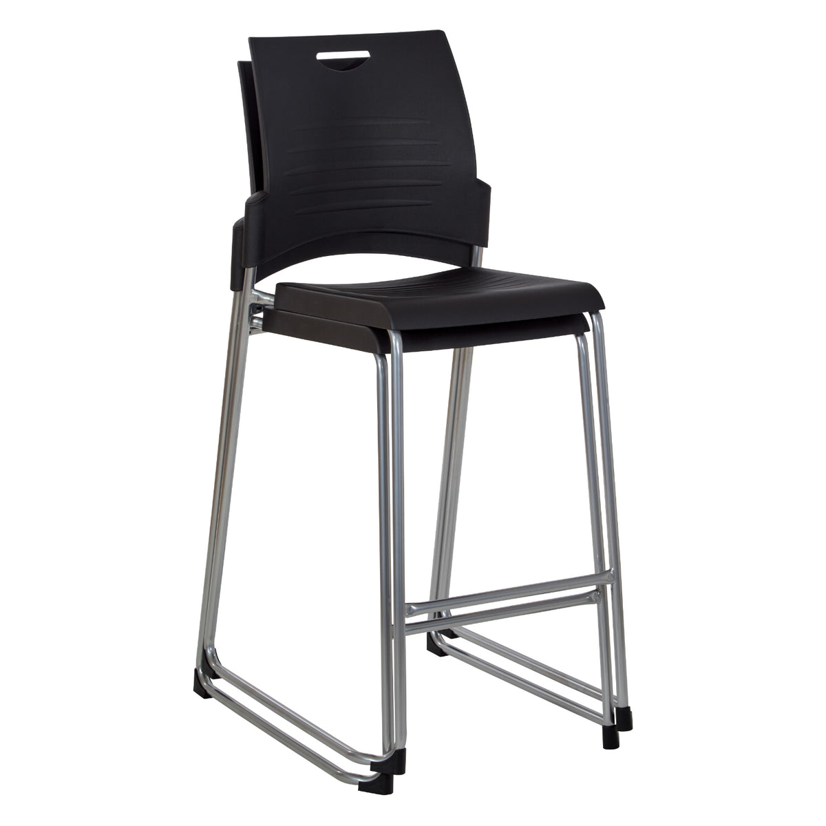 Tall Stacking and Ganging Chair with Plastic Seat and Back and Silver EPD Finish Frame, 2-Pack