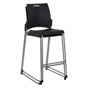Tall Stacking and Ganging Chair with Plastic Seat and Back and Silver EPD Finish Frame, 2-Pack
