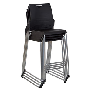 Tall Stacking and Ganging Chair with Plastic Seat and Back and Silver EPD Finish Frame, 25-Pack with Dolly