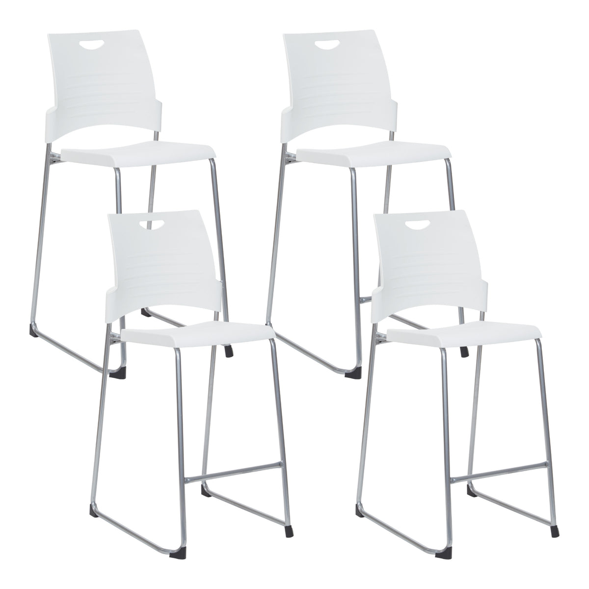 Tall Stacking and Ganging Chair with Plastic Seat and Back and Silver EPD Finish Frame, 4-Pack