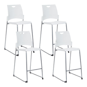 Tall Stacking and Ganging Chair with Plastic Seat and Back and Silver EPD Finish Frame, 4-Pack