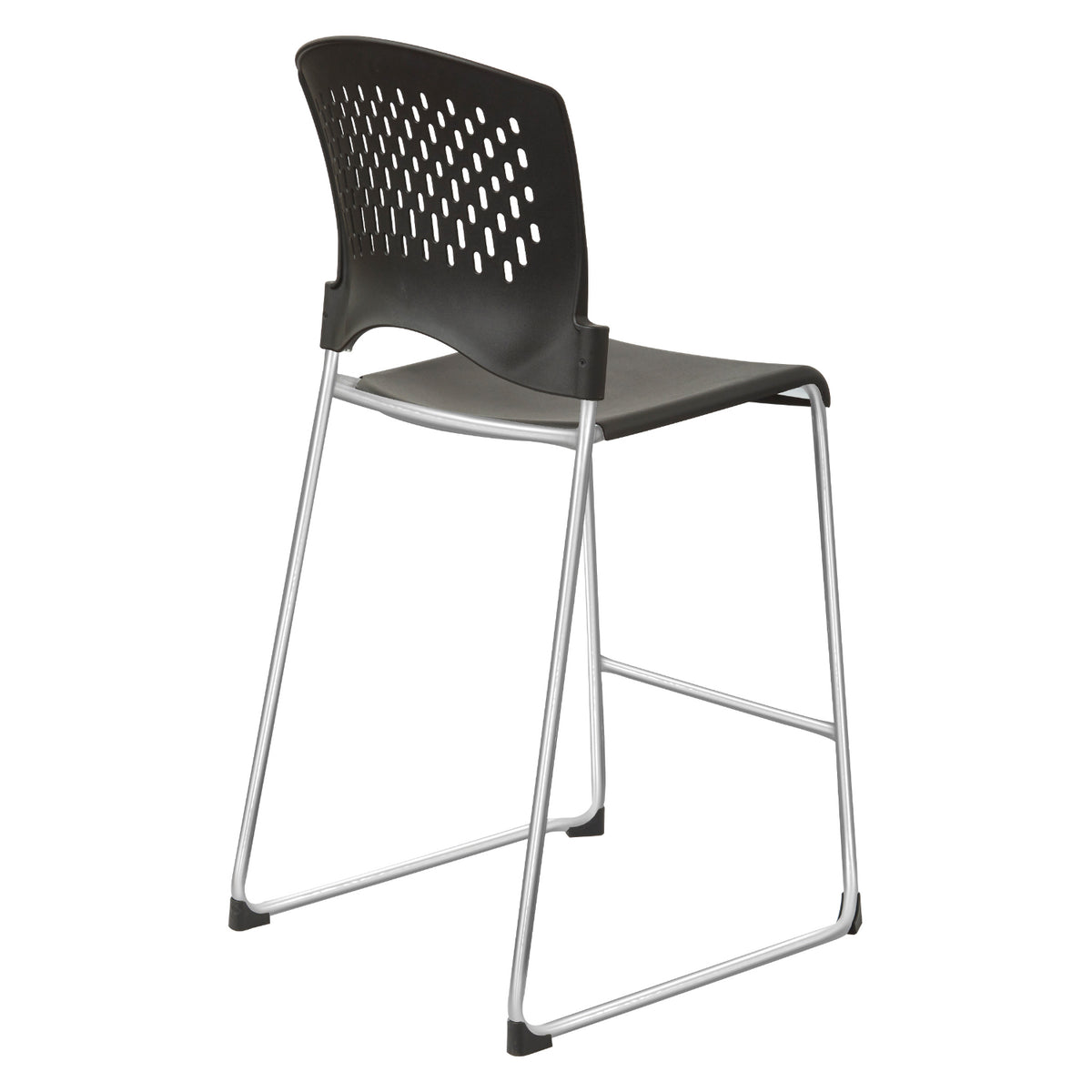 Tall Stacking Chair with Black Plastic Seat and Back and Silver EPD Finish Frame, 2-Pack