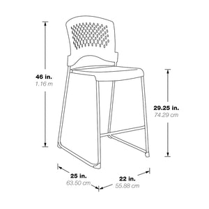 Tall Stacking Chair with Black Plastic Seat and Back and Silver EPD Finish Frame, 2-Pack