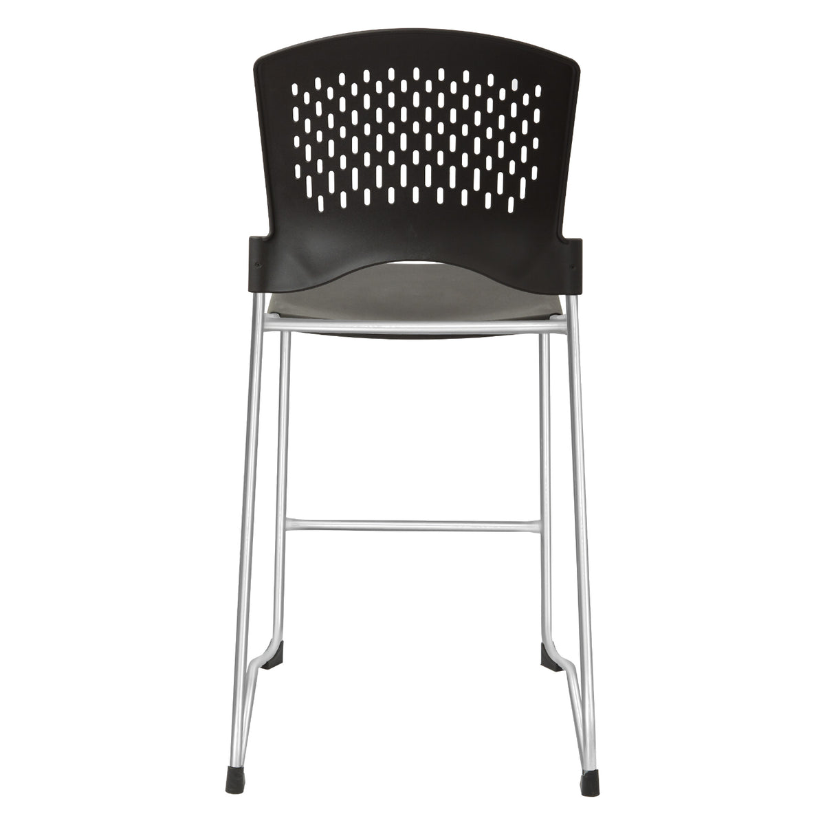 Tall Stacking Chair with Black Plastic Seat and Back and Silver EPD Finish Frame, 2-Pack