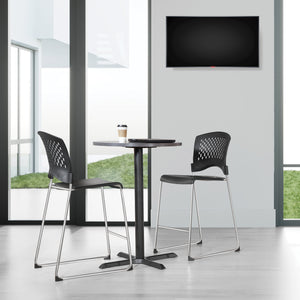 Tall Stacking Chair with Black Plastic Seat and Back and Silver EPD Finish Frame, 2-Pack