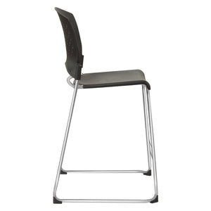 Tall Stacking Chair with Black Plastic Seat and Back and Silver EPD Finish Frame, 2-Pack