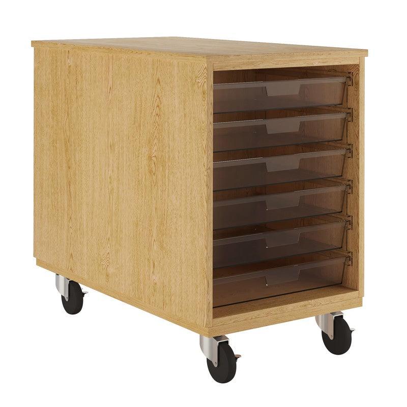 Diversified Spaces Access Duo Mobile Euro Tote Cabinet, 32-1/2" H with 12 Totes, Oak