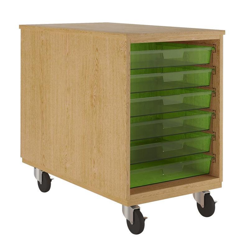 Diversified Spaces Access Duo Mobile Euro Tote Cabinet, 32-1/2" H with 12 Totes, Oak