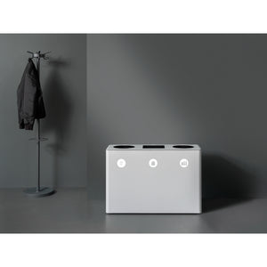 Dunk Indoor Triple Compartment Painted Steel Waste Receptacle, 37" W x 13-3/8" D x 25-5/8" H