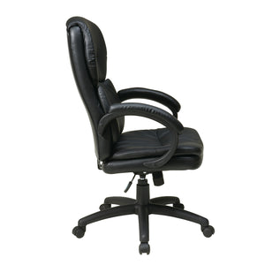 High-Back Leather Executive Chair with Padded Arms