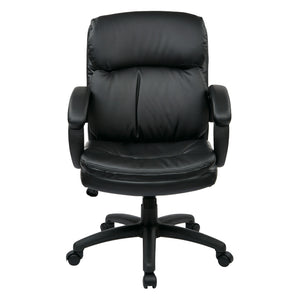 Mid-Back Leather Executive Chair with Padded Arms