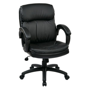 Mid-Back Leather Executive Chair with Padded Arms