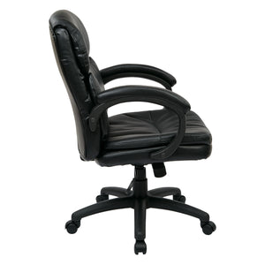 Mid-Back Leather Executive Chair with Padded Arms
