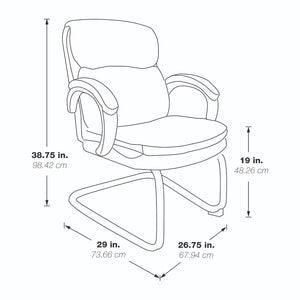 Leather Executive Visitors Chair with Padded Arms and Sled Base