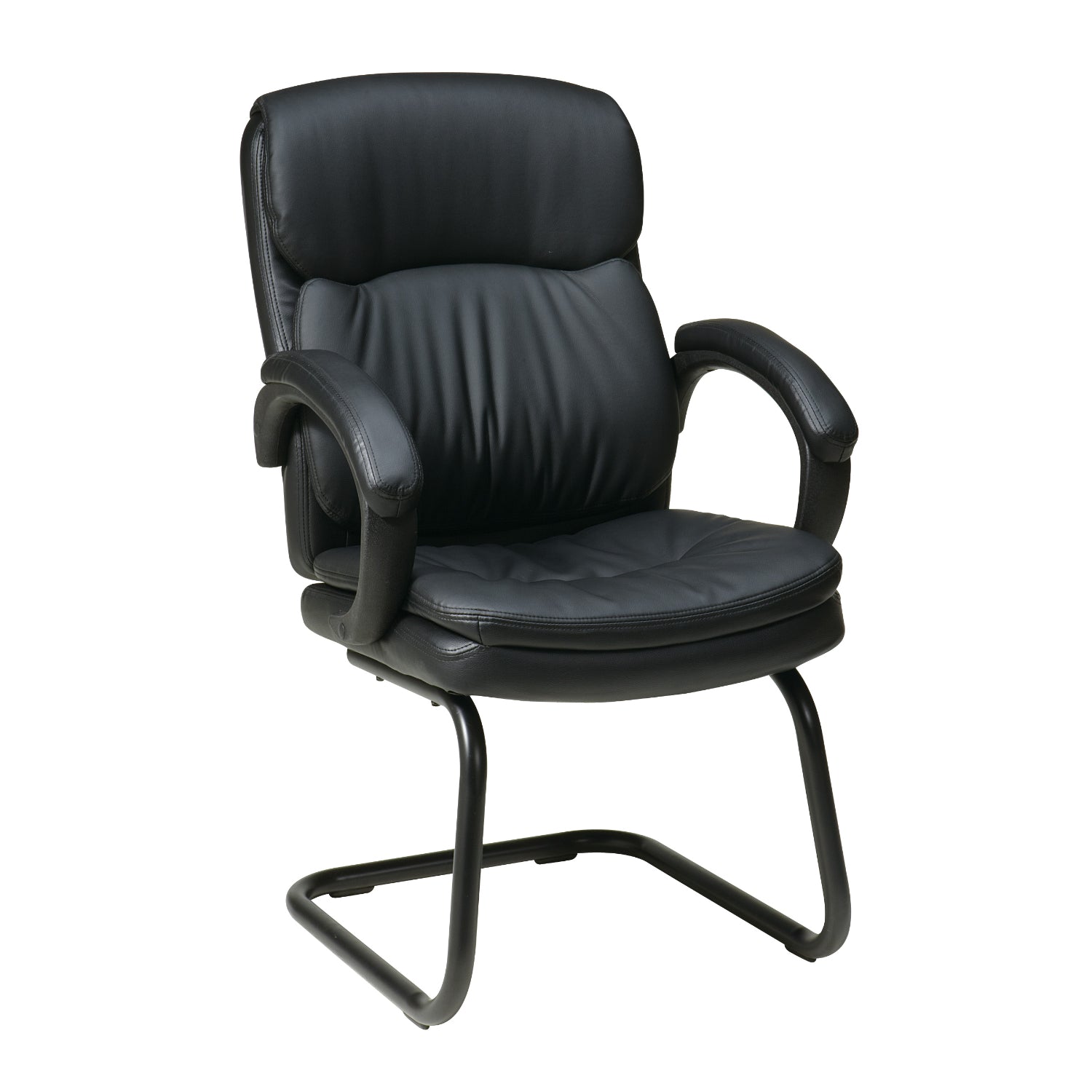 Leather Executive Visitors Chair with Padded Arms and Sled Base