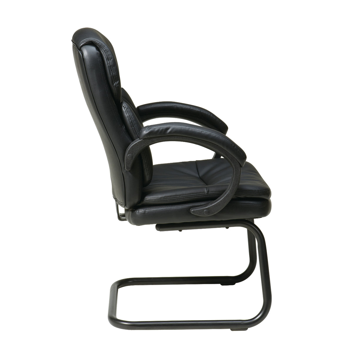 Leather Executive Visitors Chair with Padded Arms and Sled Base