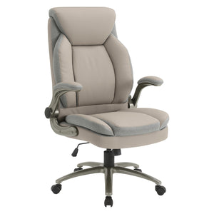 Big & Tall Executive Leather Chair with Padded Flip Arms and Titanium Base