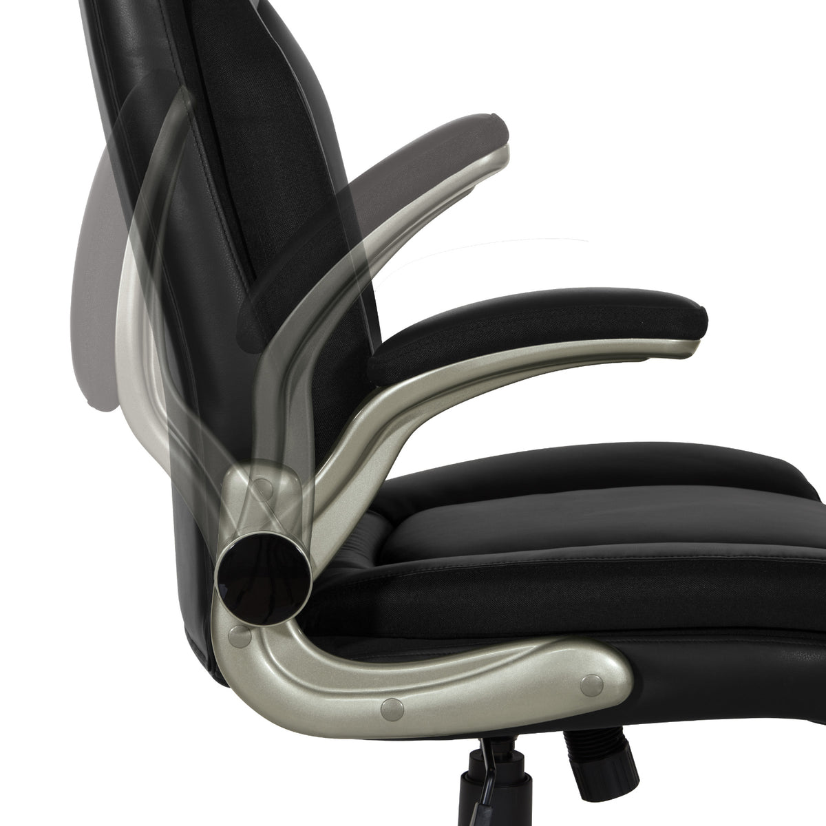 Big & Tall Executive Leather Chair with Padded Flip Arms and Titanium Base
